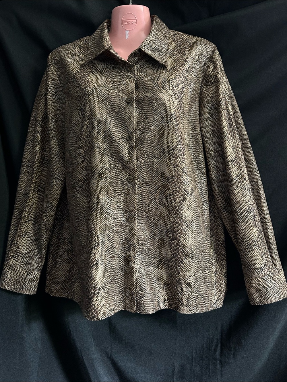 Harve Benard Holrzman Vintage Womens Snake-Print Button Front Jacket
